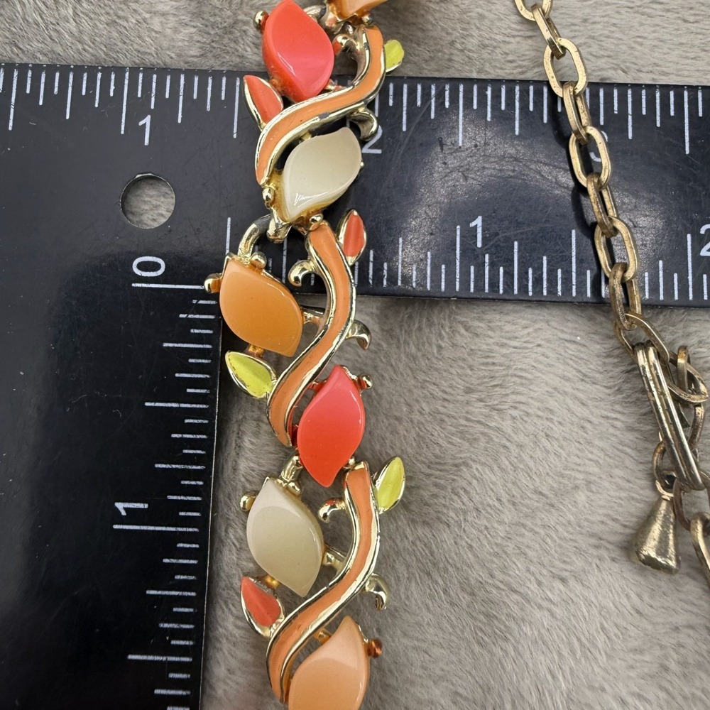 Vintage Thermoset Necklace Orange Yellow Red Bright Spring 16" - Picture 3 of 8
